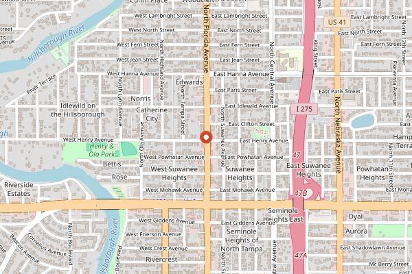 Map showing The Salty Donut Seminole Heights in Tampa