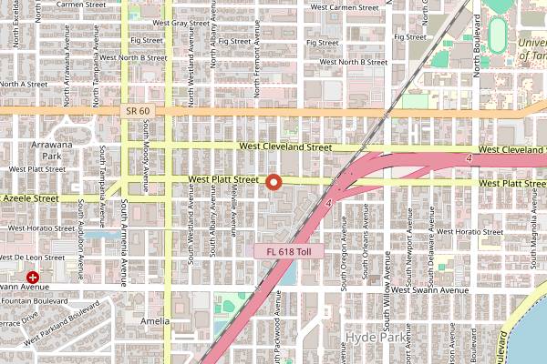 Map showing The Hyde Park Cafe in Tampa