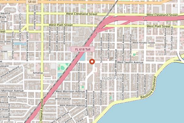 Map showing Irish 31 Pub Hyde Park in Tampa