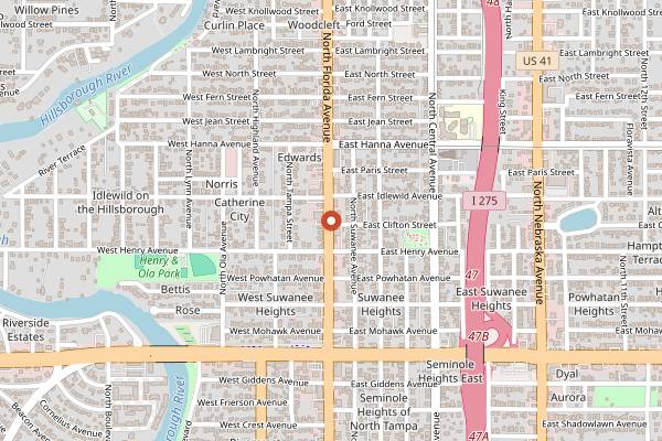 Map showing Mandarin Heights in Tampa