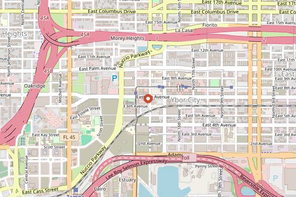 Map showing The Bricks in Tampa