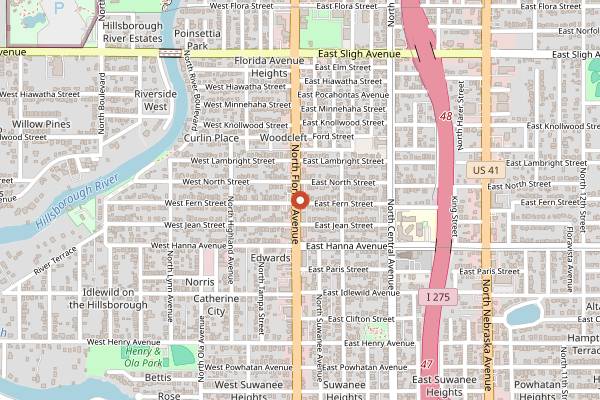 Map showing Angry Chair Brewing in Tampa