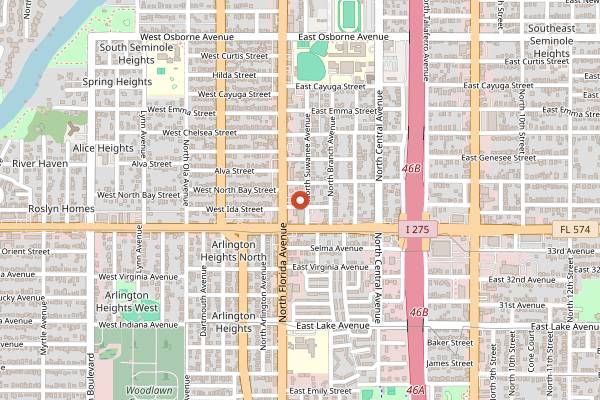 Map showing Florida Avenue Brewing in Tampa