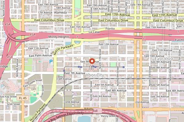 Map showing Tampa Bay Brewing Company in Tampa