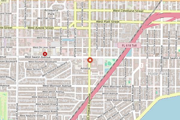 Map showing Ava Tampa Brunch in Tampa