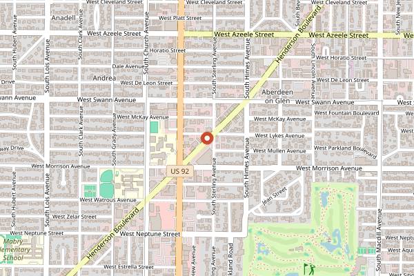 Map showing Buddy Brew Coffee Bay to Bay in Tampa