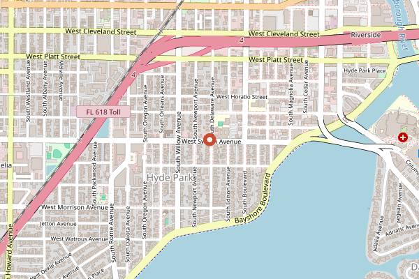 Map showing Buddy Brew Coffee Bayshore in Tampa