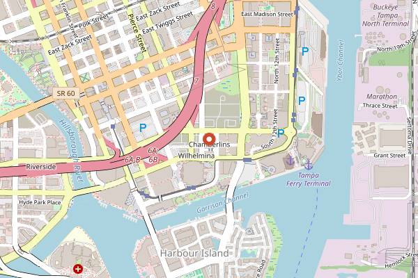 Map showing Blind Tiger Cafe Water Street in Tampa