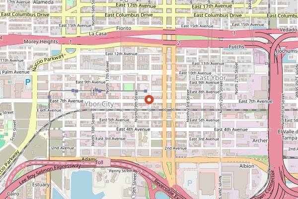 Map showing Madame Fortune Dessert and HiFi Parlour in Tampa