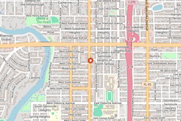 Map showing Mangos Southern Kitchen and Bar in Tampa