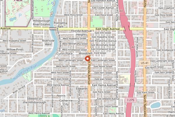 Map showing Rooster and the Till in Tampa
