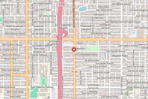 Map showing Buena Vida Roasters in Tampa