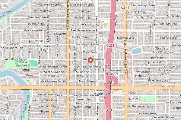 Map showing Spaddy's Coffee in Tampa