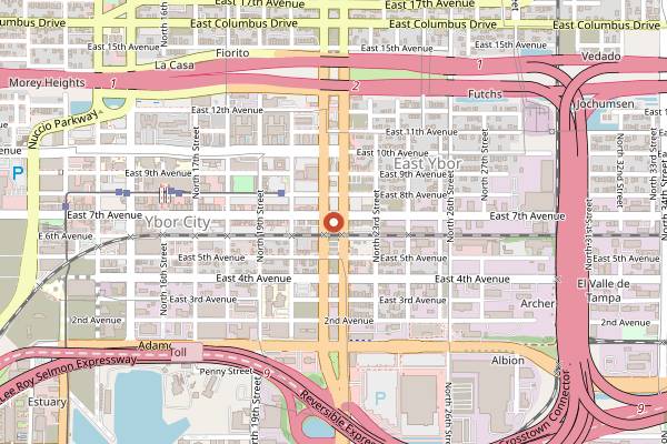 Map showing Columbia Restaurant Cuban Cooking Class in Tampa