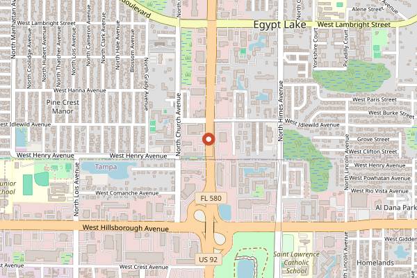 Map showing Tazza Cafe Mediterranean Grill in Tampa