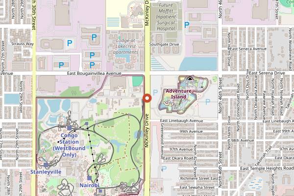 Map showing Busch Gardens Food, Wine and Garden Festival in Tampa