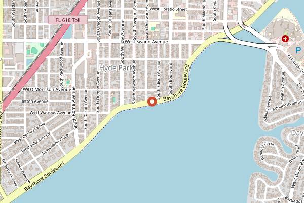 Map showing Gasparilla Pirate Festival in Tampa