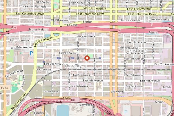 Map showing Ybor City Saturday Market Festival in Tampa