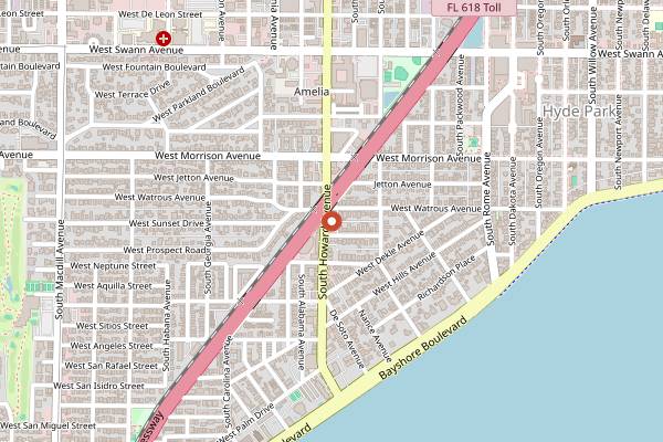 Map showing Bern's Steak House in Tampa