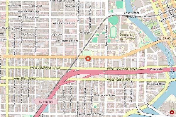 Map showing Petra Mediterranean Restaurant in Tampa