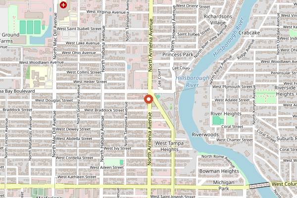 Map showing West Tampa Sandwich Shop in Tampa