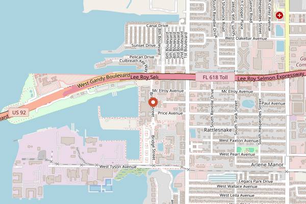 Map showing Cru Cellars Westshore Marina in Tampa