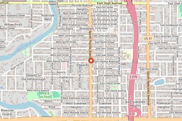 Map showing Jug and Bottle Dept in Tampa