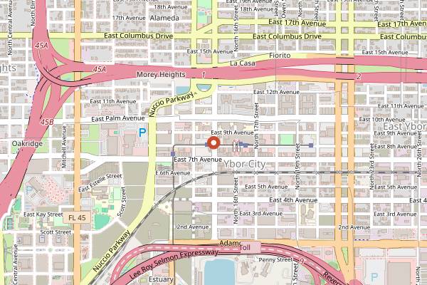 Map showing Ybor City Society Wine Bar in Tampa