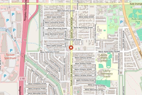 Map showing La Estrella Bakery 12th Avenue in Tucson