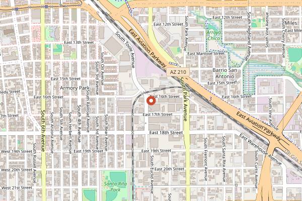 Map showing Barrio Brewing Company in Tucson