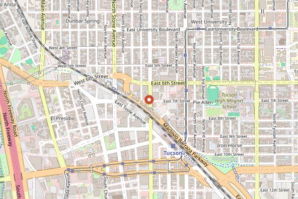 Map showing Tap and Bottle Downtown in Tucson