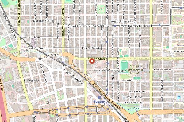Map showing Crooked Tooth Brewing Co. in Tucson