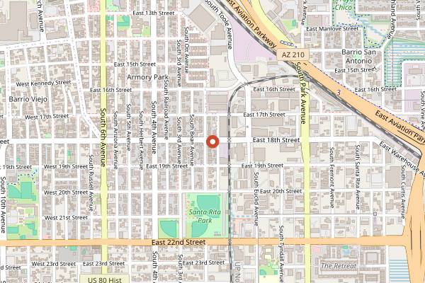 Map showing Iron John's Brewing in Tucson
