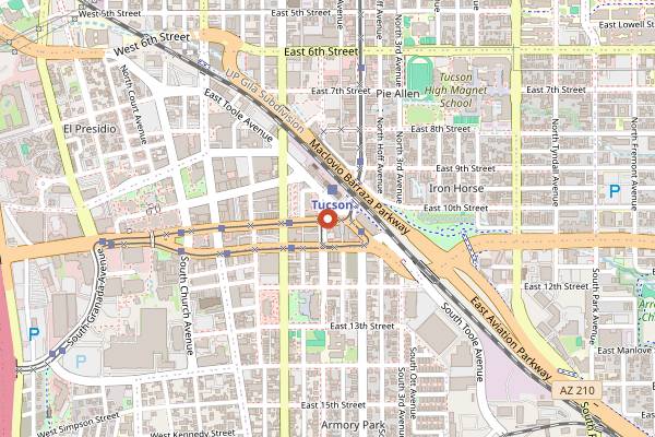 Map showing Cup Cafe in Tucson