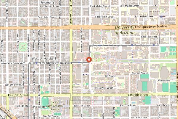 Map showing Caffe Luce Coffee Roasting Co. in Tucson