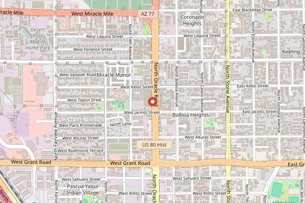Map showing Cyclovia Tucson Spring in Tucson