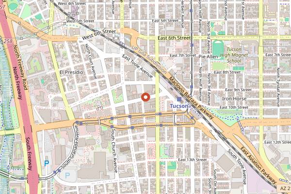 Map showing Reilly Craft Pizza and Drink in Tucson