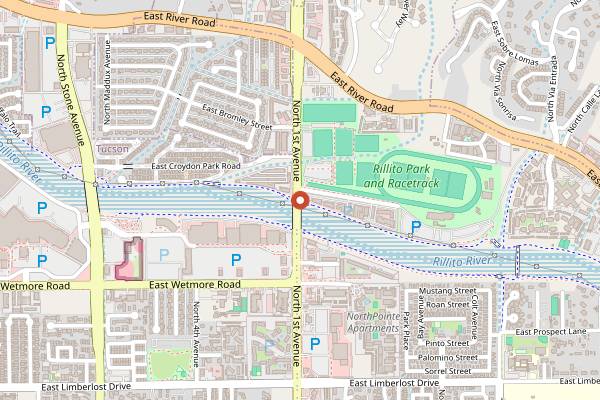 Map showing Heirloom Farmers Market Rillito Park in Tucson
