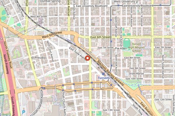Map showing 191 Toole in Tucson
