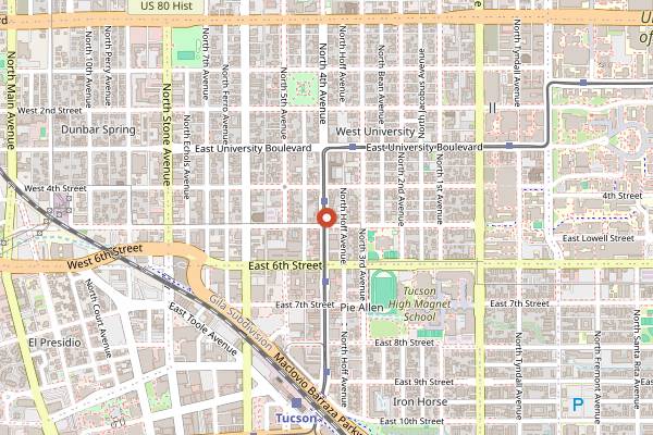 Map showing IBT's Bar & Food in Tucson