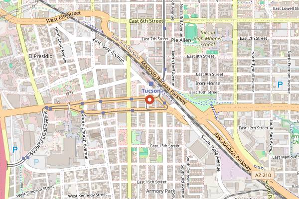 Map showing Rialto Theatre in Tucson
