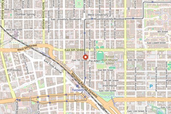 Map showing Surly Wench Pub in Tucson