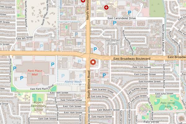 Map showing El Charro Cafe Ventana in Tucson