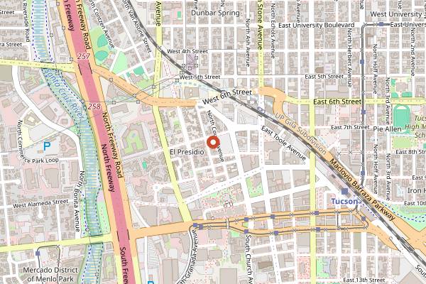 Map showing El Charro Cafe in Tucson