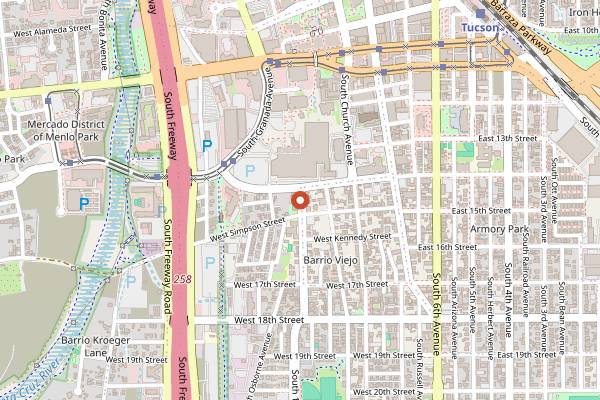 Map showing El Minuto Cafe in Tucson