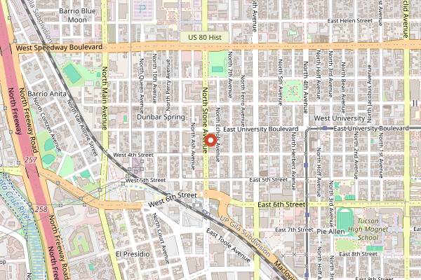 Map showing La Indita in Tucson