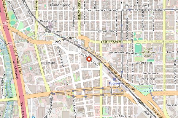 Map showing Maynards Market and Kitchen in Tucson