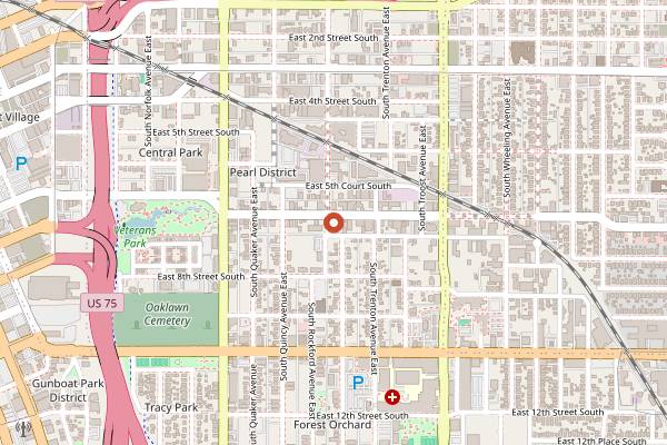 Map showing Nothing's Left Brewing Co in Tulsa