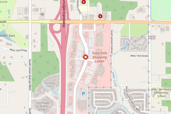 Map showing Tucker's Onion Burgers in Tulsa
