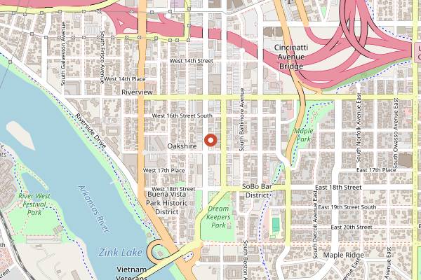 Map showing DoubleShot Coffee Company in Tulsa